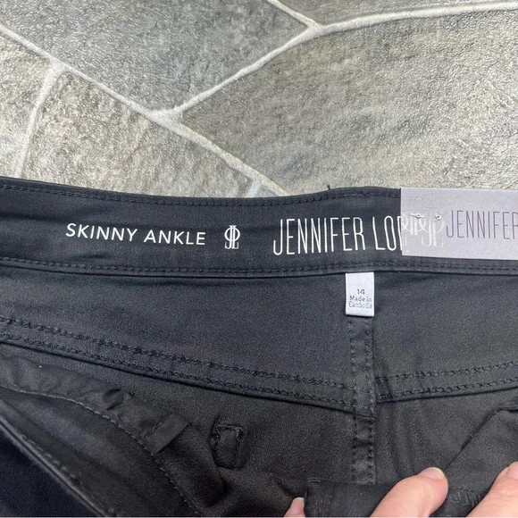 Jennifer Lopez Ankle Zip Skinny Mid Rise Black Tie Pants - Picture 7 of 15